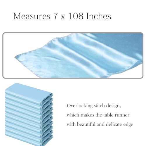 SINSSOWL 50 Baby Blue Chair Sashes Satin Chair Bows for Wedding Birthday Party Fiesta Decor - 7x108 Inches Ribbons Ties Fitted Banquets Folding Decorations by SINSSOWL - Image 2