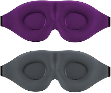 Sleep Mask for Side Sleeper 2 Pack, 100% Light Blocking Sleeping Eye Mask for Women Men, 3D Contoured Cup Night Blindfold, Luxury Eye Cover Shade with Adjustable Strap