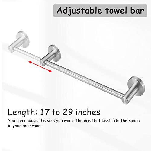 Chihod 2 Pieces Adjustable Bathroom Accessories: 17 To 29 Inch Brushed Nickel Towel Bar Set - Premium Towel Bar - Bath Accessories Set Wall Mount #TOP2
