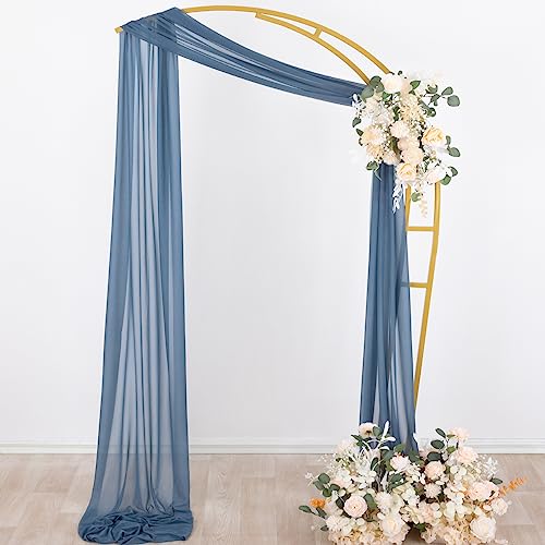 Image of Socomi Wedding Arch Draping Fabric 29 inch x 20Ft 1 Panel Dusty Blue Sheer Outdoor Curtain Drapes Extra Long for Bridal Baby Shower Ceremony Birthday Party Decor