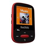 SanDisk Clip Sport 4GB MP3 Player, Red With LCD Screen and MicroSDHC Card Slot- SDMX24-004G-G46R