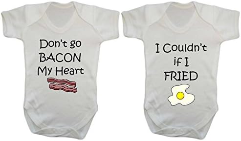 the T birdDont Go Bacon My Heart - Twin Set (2 Baby Vests) Baby Grow Vest Bodysuit Onesie