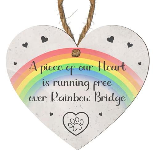 Image of Memorial Heart Plaques for Pet Loss - "Paw Prints Left by You" and Other Touching Poems - Pet Bereavement Gifts for Dog and Cat Owners (A piece of our heart, Small: 10 cm (H) × 9 cm (W))