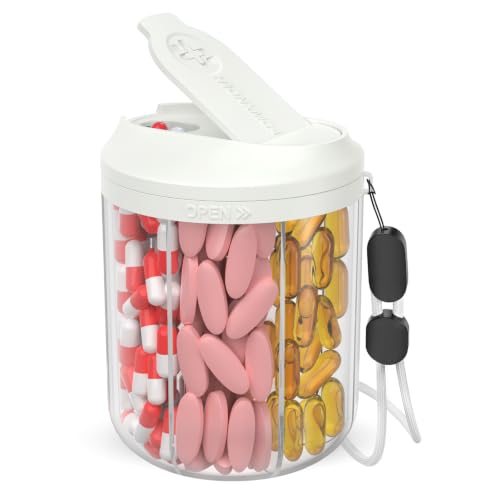 Image of HIONXMGA Pill Bottle Organizer, Pill Dispenser Supplement Container White | 7 Large Compartments, Anti-Mixing Design, BPA-Free, 20 Pcs Labels