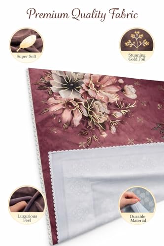 Image of AAZEEM Printed Tablecloth Soft Feel Table Cover 4-6 Seater,Table Cover,Dining Table Cover, Table Linen,Dining Table Chair Cover,Dining Table Cover 6 Seater|Purple|36 X 54 Inches