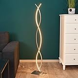 Lindby LED Stehlampe Metall mit Fußschalter, geschwungene Stehleuchte 138 cm, Standleuchte Wohnzimmer inkl. 1 x 19, 3W LED Leuchtmittel A+ fest verbaut