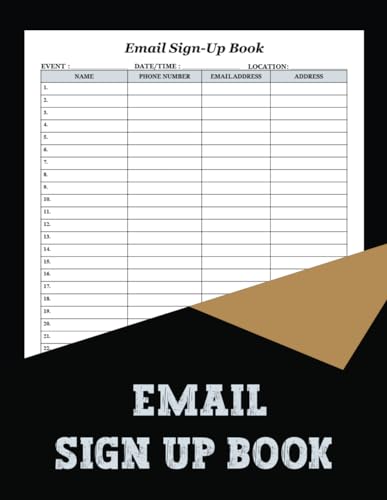 Email Sign Up Book: An event log, perfect for weddings, conferences, or community gatherings, simplifies participant management and ensures precise record-keeping.