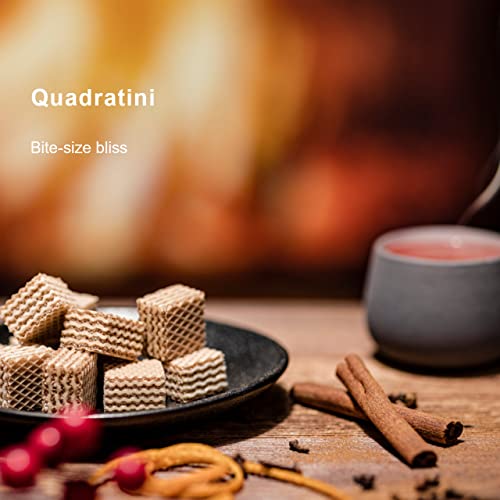 Loacker Quadratini Cinnamon Wafer Cookies LARGE - Limited Holiday Edition Premium Crispy Bite Size Wafers with Cinnamon Cream Filling - 30% Less Sugar - Resealable Family Pack - LARGE Snack Bag 250g/8.82oz, Multipack of 6