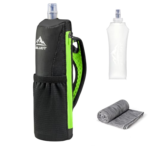 Zelvot Running Water Bottle Hand with 500ml Soft Flask, Collapsible, Green