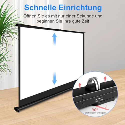 IN&VI Tragbare Leinwand Beamer 40 Zoll,Pull-Up Beamer Leinwand mit Ständer für Camping,Heimkino,Schule,Treffen