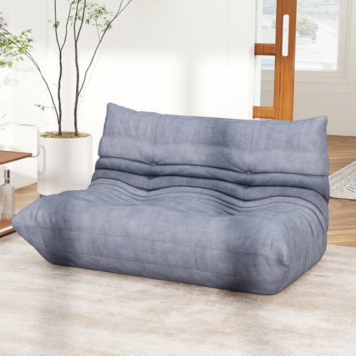 Full Foam Loveseat Sofa, Adult Bean Bag Floor Couch with Waterproof Fabric
