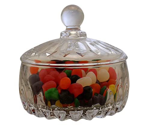 Dependable Industries Inc. Round Glass Candy and Sugar Bowl with Lid - Perfect for Candy, Sugar and Cubes, Instant Coffee Essential Addition to Your Kitchen Table