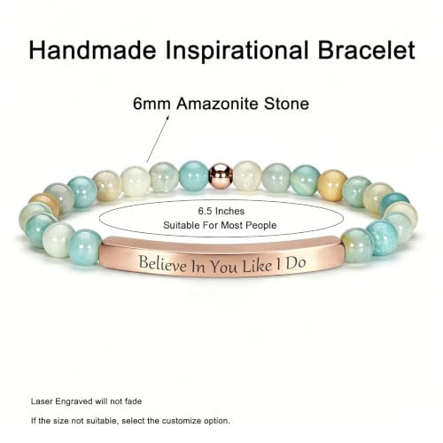 Inspirational Christian Bracelet for Women, 18K Gold Plated Bible Verse Jewelry with Amazonite Beads, Religious Faith Gift for Mom, Daughter, Sister, Friend (BELIEVE IN YOU LIKE I DO-Amazonite Rose Gold) by cusurlove - Used condition - Image 5
