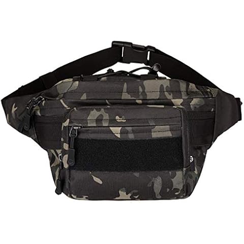 YFNT Tactical Waist Bag Military Fanny Pack for Men Women Crossbody Sling Bags Hip Belt Bag with Patch for Outdoor Climbing Hiking Cycling Hunting Fishing (Dark Camo) Cover