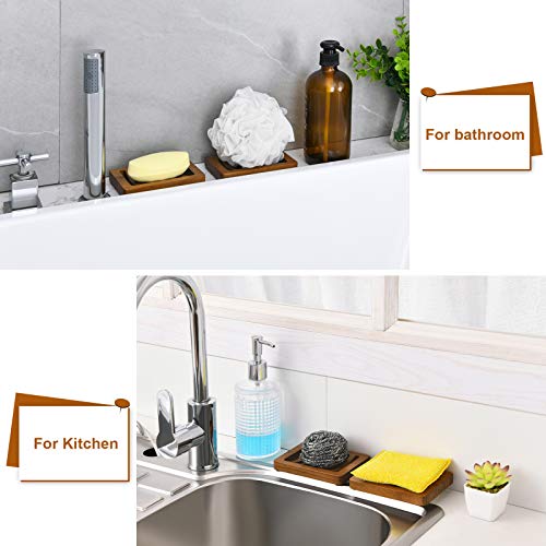 【Teak】 Wood Bathroom Soap Dish for Bar Soap by SUBEKYU, Draining Wooden Soap Holder for Shower, Soap Saver and Tray, Set of 2 - Thumbnail 3