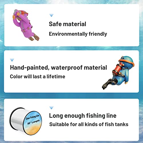 Yoohnuse Floating Fish Tank Decorations Betta Fish Toys For Aquarium Decor Accessories Aquarium Diver Decoration For Large Small Fish Ornaments (2 Pack) #TOP2