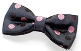 100% microfibra de poliéster Retreez Pajarita hombre lunares bicolor para, preanudada, 11,5 cm Gris oscuro con el punto rosa