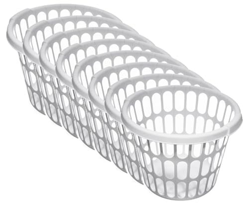 (8 pack) Adult 1-Bushel Round Laundry Basket, White