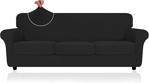 Miniatura 22 de Funda 2026 para sofá de dos plazas XL a rayas, 3 piezas (71"-91"), fundas elásticas gruesas para sofá con cojines 2 XL con banda elástica Nuevo