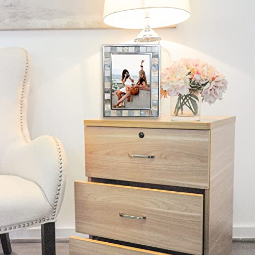 Giftme 5 Silver Plate Picture Frame 5X7 Mother Of Pearl 5 By 7 Photo Frame Mosaic Glass Tabletop Frame (Grey+ White,1Pc) #TOP3