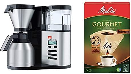Melitta Aroma Elegance, 1012-01, Filter Coffee Machine with Glass Jug, Black/Brushed Steel
