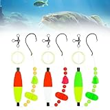 Catfish Fishing Set, 2025 Upgrade Catfish Fishing Rigs Ready Kit, Double Rattle Beads and Double Hook Rig, Catfishs Float Rigs Catfishing Tackle Fishing Bait Rigs (6/0 * 3)