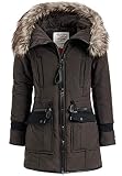 khujo Damen Parka Retro BUGS2 mit Kunstlederdetails, Schwarz, S