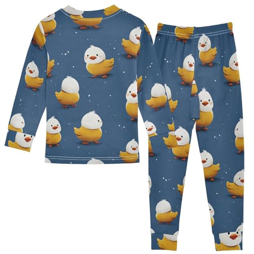 Pajama Sets Long Sleeve Cute Yellow Duck Pattern Soft Comfy Sleepwear 2 Piece PJS 3-8T3