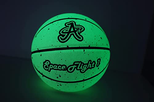 A Plus Collectibles Glow In The Dark Basketball Space Flight 1" Leather Game Ball, Indoor/Outdoor Court, Full Size Kids & Adult Size 7, 29.5"… (Galactic Glow) #TOP3