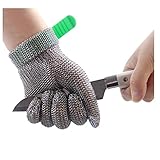 CVJdfhRE Schnittschutzhandschuhe Schnittfeste Handschuhe aus Edelstahl, Arbeitsschutzhandschuhe Kettengeflecht for die linke und rechte Hand(1PCS/XL)