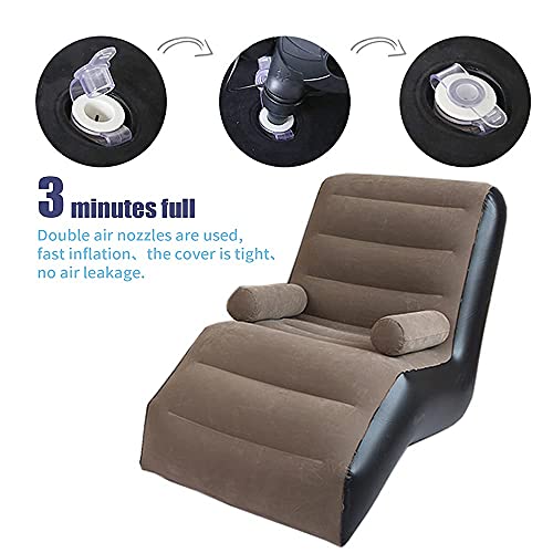 Plko Inflatable Chaise With Household Air Pump，Lounger Sofa For Indoor Living Room Bedroom, Outdoor Travel Camping Picnic,Brown #TOP3