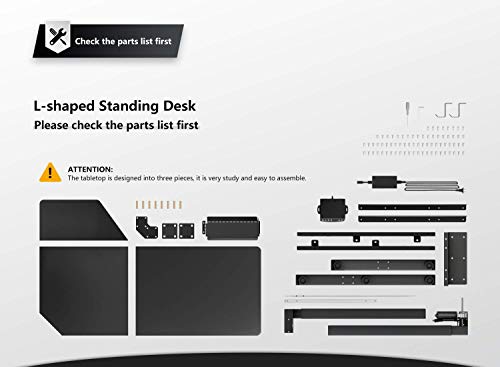 Fezibo Reversible L-Shaped Electric Standing Desk, 55 Inch Height Adjustable Stand Up Table, Sit Stand Desk With Splice Board, Black Frame/Black Top #TOP5