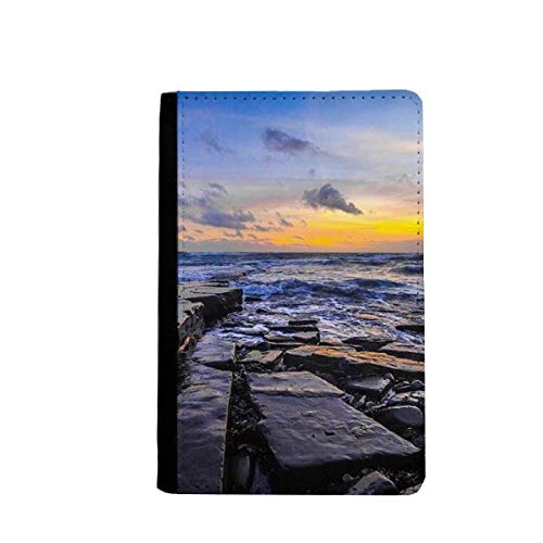 Étui portefeuille pour passeport Ocean Stone motif sciences de l'eau avec fentes pour cartes