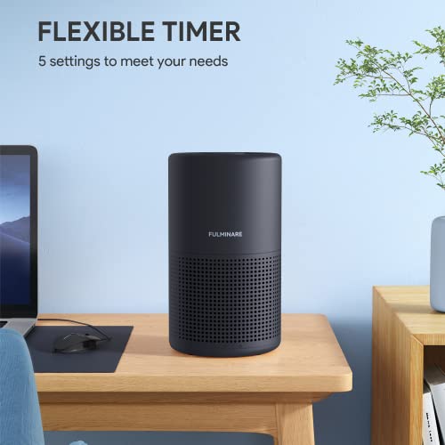 FULMINARE Air Purifiers for Bedroom H13 HEPA Air Purifier with LED Light, Timing Settings, 3 Speeds, Smart Portable Air Purifier for Home, Smoker, Remove 99.97% Dust (1 Pack Black) - Image 4