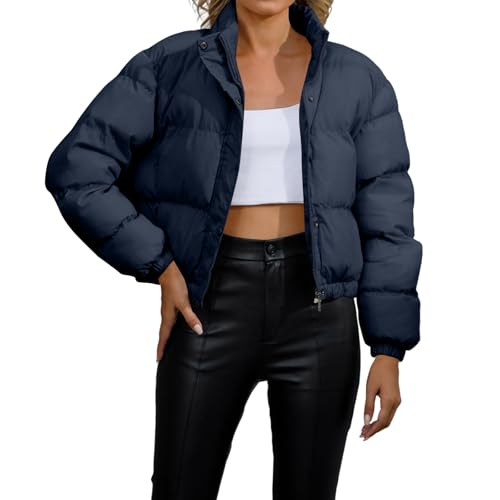 Genérico Chaqueta Mujer Invierno Parka Mujer Deporte Ropa Invierno Nieve Largo Chaqueta Clásico Jacket Otoño 2#Azul Oscuro M