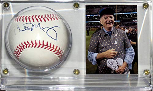 Bill Murray Signed OML Baseball & Cubs 2016 World Series Photo - JSA COA Authenticated - Includes Ultra Pro Display Case