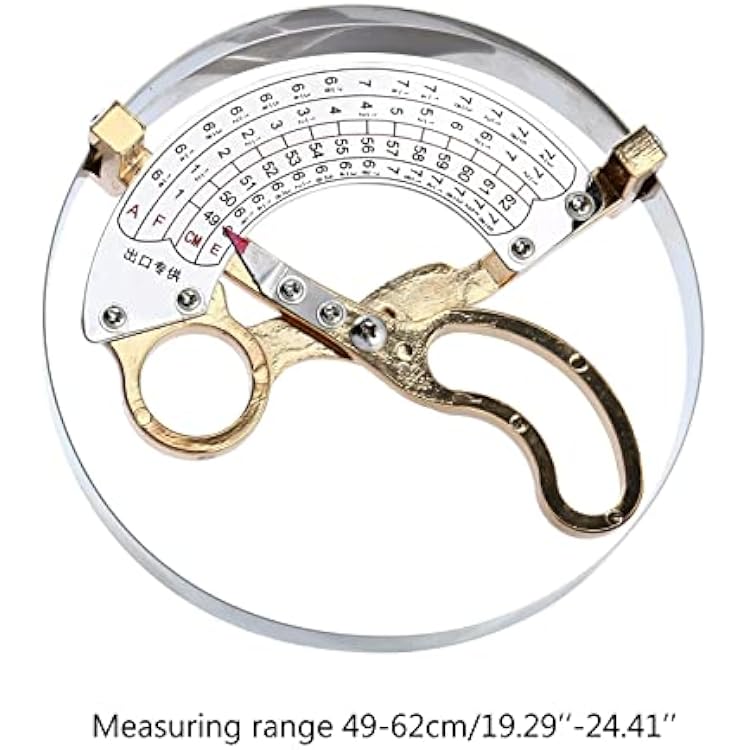 49-62cm Stainless Steel & Brass Hat Ruler Scissor Type Adult Hat Size Measuring Tools Handle