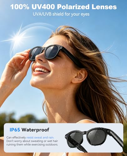 Image of Smart Camera Glasses - 8MP HD Camera and Bluetooth Audio, 1080P Video& Photo, Record, Translation, AI Assistant, Object Recognition, Music&Call, 1*Sunglasses Lenses