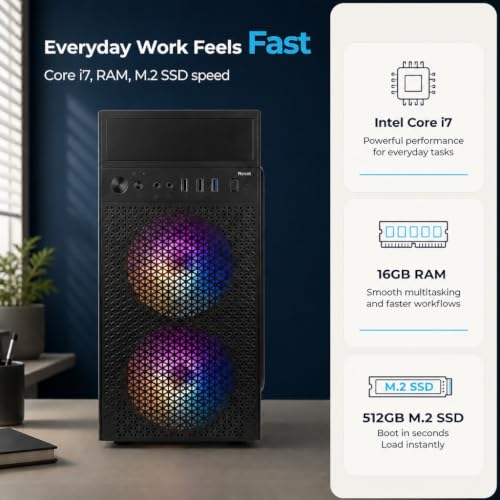 Image of Core i7 Desktop Computer PC | Core i7-4770 3.40Ghz| 16GB RAM | 512GB SSD | 5G WiFi & Bluetooth | HDMI, VGA, Ethernet | USB 3.0 | Windows 11 Pro & Office 24 Installed | 2 Year On-Site Warranty
