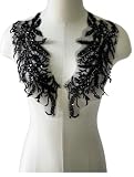 JRYYR Beaded Applique, Flower Sequin Patch,Black Applique for DIY Neckline Wedding Bridal Prom Dresses...