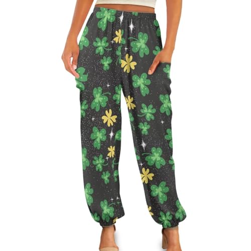 Gzzxiailg Calça feminina de ioga com cintura franzida, longa, folgada, esportiva, sem transparência,