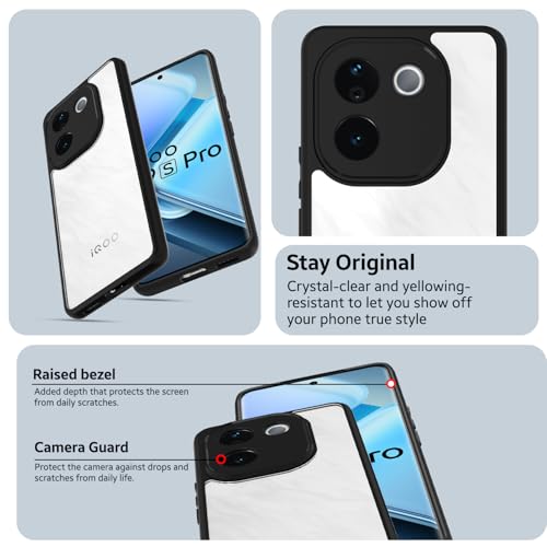Image of KAPAVER Hybrid Back Cover Case Compatible with iQOO Z9s Pro /Vivo T3 Pro 5G (PC+TPU) (Black)