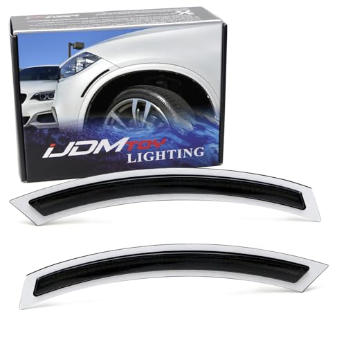 iJDMTOY Euro Black-Out Smoked Front Bumper Side Marker Reflex Lens Compatible With BMW 2014-19 F15 X5 X5M, Replace OEM Amber Reflectors