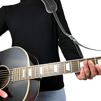 Sangle De Guitare Perri’s Leathers Cuir Basique Noir 6 Cm - Ajustable Pour Guitares Acoustiques, Basses Et Électriques, Fabriquée Au Canada