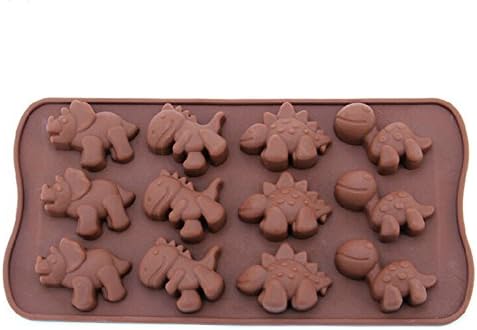12-Cavity Dinosaur Chocolate Candy Mold, Silicone Non-stick Mini Dinosaur DIY Mold for Making Crayons Soap Cake Decoration Jelly Chocolate Gummy Candy Ice Cube