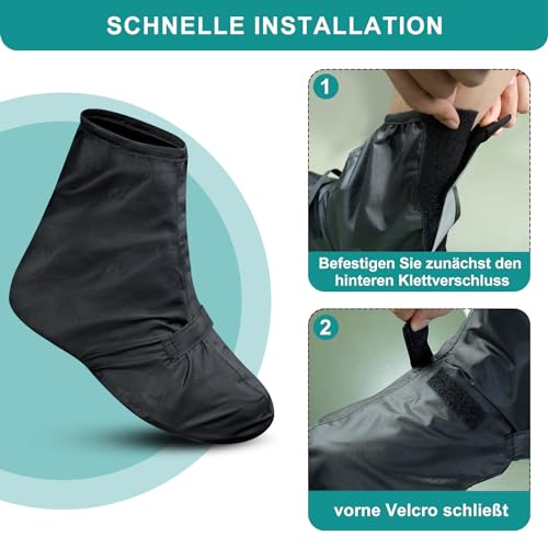bruwaa wasserdichte Fahrrad-Überschuhe, mit reflektierenden Streifen, verstärkter Sohlenspitze und verstellbaren Klettverschlüssen, effektive wasserdichte und feuchtigkeitsbeständige Überschuhe