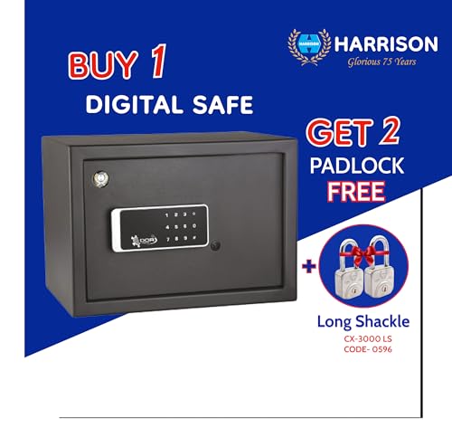 Image of Harrison Digital Safe Locker DigiSafe 15 Litres Z-102 for Home & Office with Digital keypad (Dark Grey) With free 2 padlocks 0557 | Locker for home, Safe for home