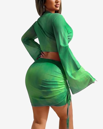 Image of Two Piece Skirt Set Shirt and Skirt Set for Women Going Out Sets Club Outfits Cute 2 Piece Sets Sexy Rave Mini Skirt