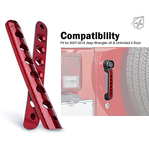 Xprite Brushed Aluminum Side Door Handle Inserts & Cover Trim Compatible with 2007-2018 Jeep Wrangler JK JKU Unlimited Sahara Rubicon 4-Door, Exterior Grab Handles Decoration Accessories (Red, 5PCS) by Xprite - Image 5