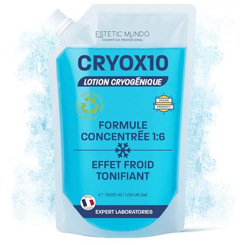 CRYOX10 Loción Fría Concentrada 1:6 – Crioterapia | Efecto Inmediato, Anticelulítico Reductor | Alivio para Articulaciones y Piernas Cansadas | En Spray, con Gasa, Vendas o Toalla 5000 ml